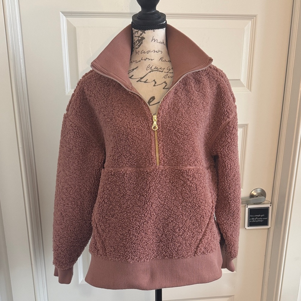 JoyLab Mauve Sherpa Half-Zip Pullover